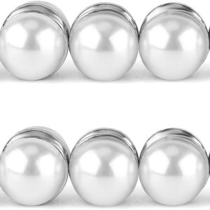 10pcs Veil Weights, Strong Hijab Magnets Pearl Pins Magnetic Hijab Pins for Clothes Scarves Niqab Pearl Veil Beautiful Wedding Double Sided Hijab Magnets for Women Girls (Silver)