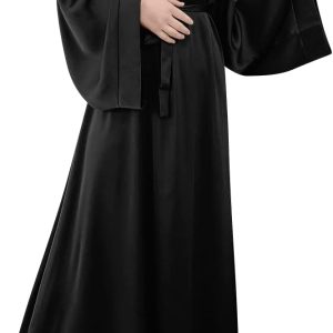 OBEEII Women’s Muslim Robes Satin Loose Muslim Dress Turkey Islamic Middle East Dubai Max Kaftan Full Length Dress