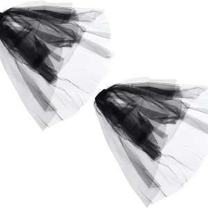 Healifty 2pcs Double Layer Short Mesh Veils Hair Cover for Weddings and Special Occasions Delicate Hair Accessory for Bridal Halloween and Photo Props