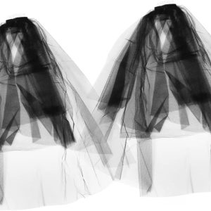 BESTYASH 2pcs Double Layer Cover Veil Short Mesh Headdress with Comb Elegant Hair Decor for Bridal Bachelorette Party Front Face Coverage Comfortable Texture